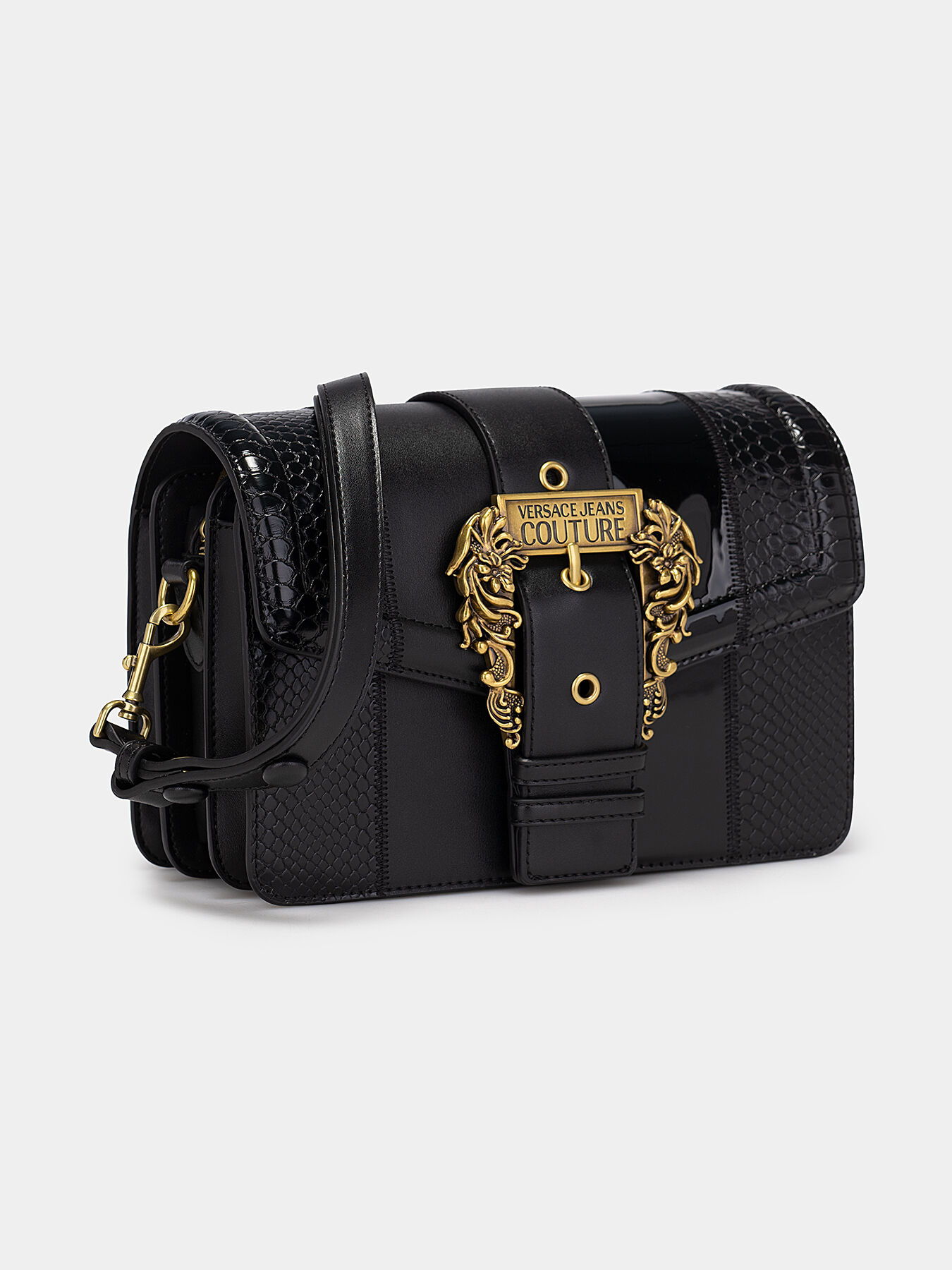 Black bag with logo buckle brand VERSACE JEANS COUTURE