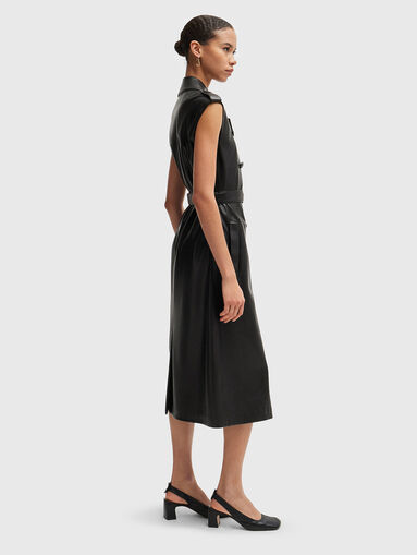 Faux-leather double-breasted midi dress - 4