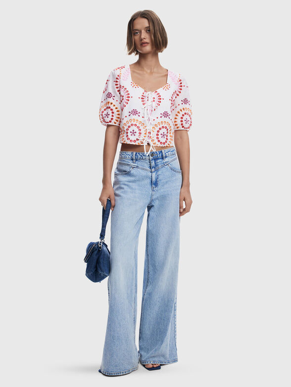 LAZOS blouse with short sleeves and embroidery - 2