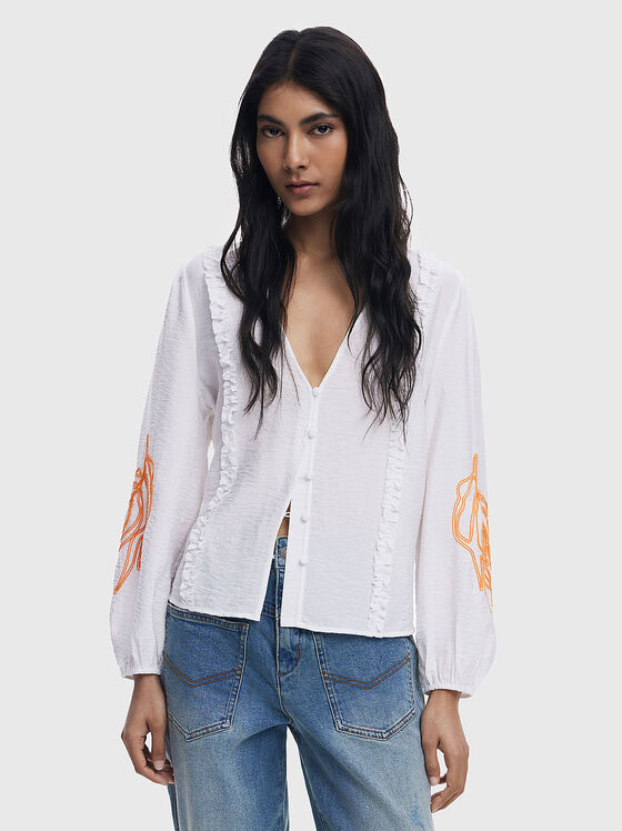 Риза с дълъг ръкав и акцентни бродерии - 1