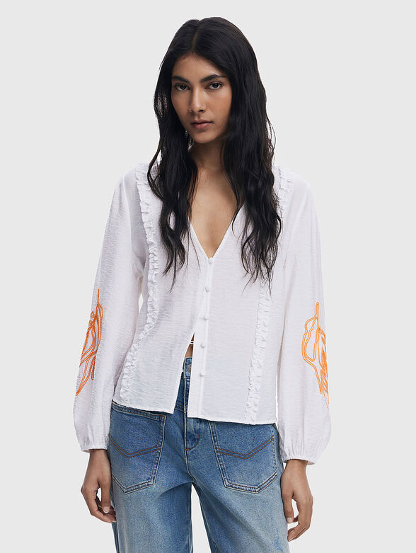 Long sleeved shirt with accent embroidery - 1