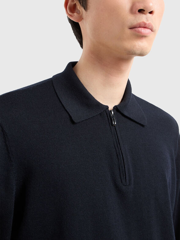 Wool sweater with polo collar - 4