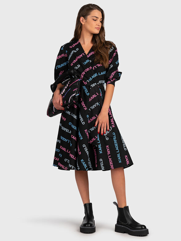 Dress in black color with logo embroidery - 1