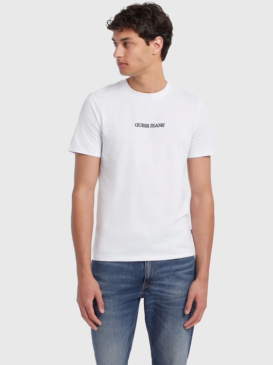 Navy blue T-shirt with logo inscription - 1