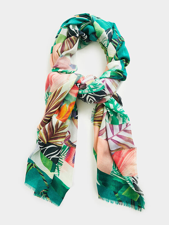 Long scarf with floral print  - 1
