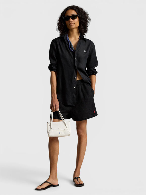 Black linen shorts - 4