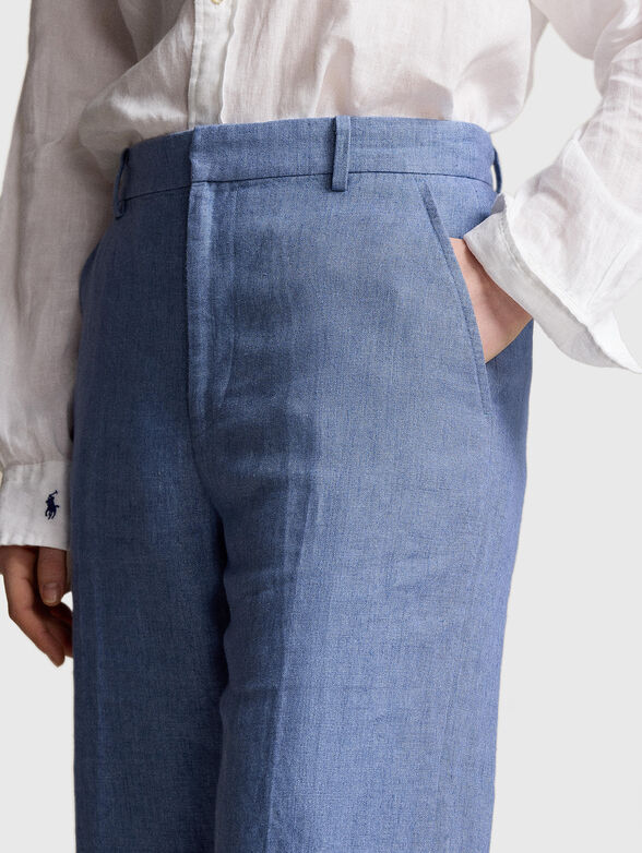 Linen blue pants with edge - 3