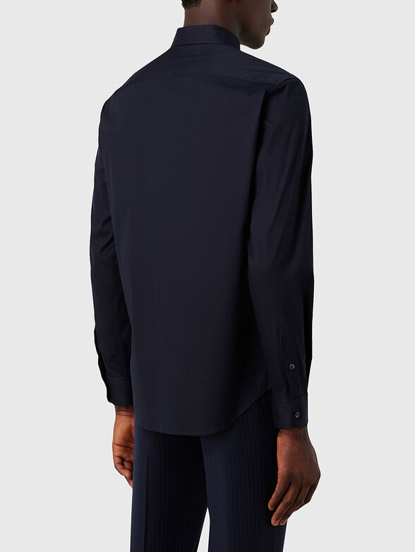 Dark blue cotton blend shirt - 3