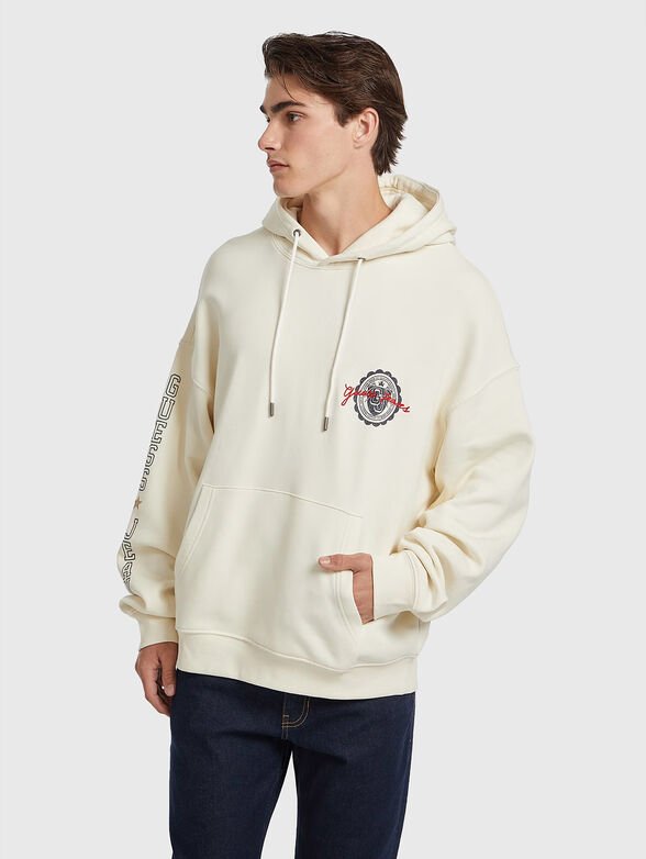 Cotton sweatshirt with hood and logo detail - 1
