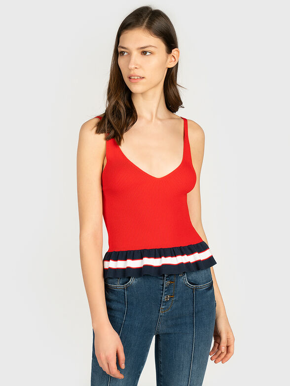 Knit top with ruffled hem - 1