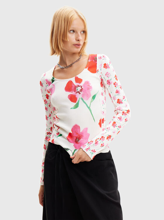 White blouse with floral print - 1