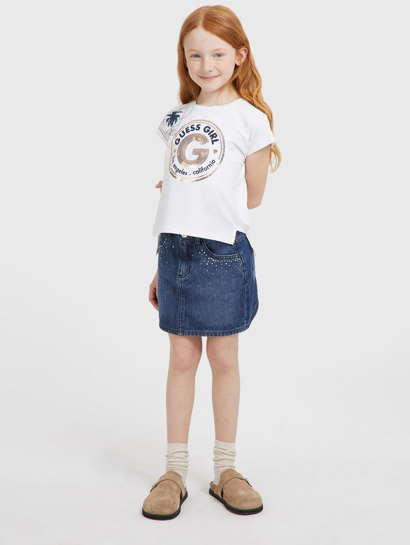 Blue T-shirt with sequins and embroidery - 2