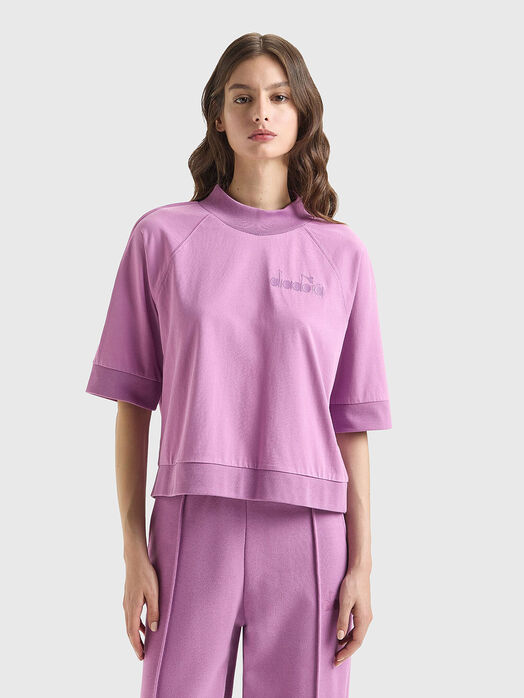 Черна памучна тениска с бродирано лого