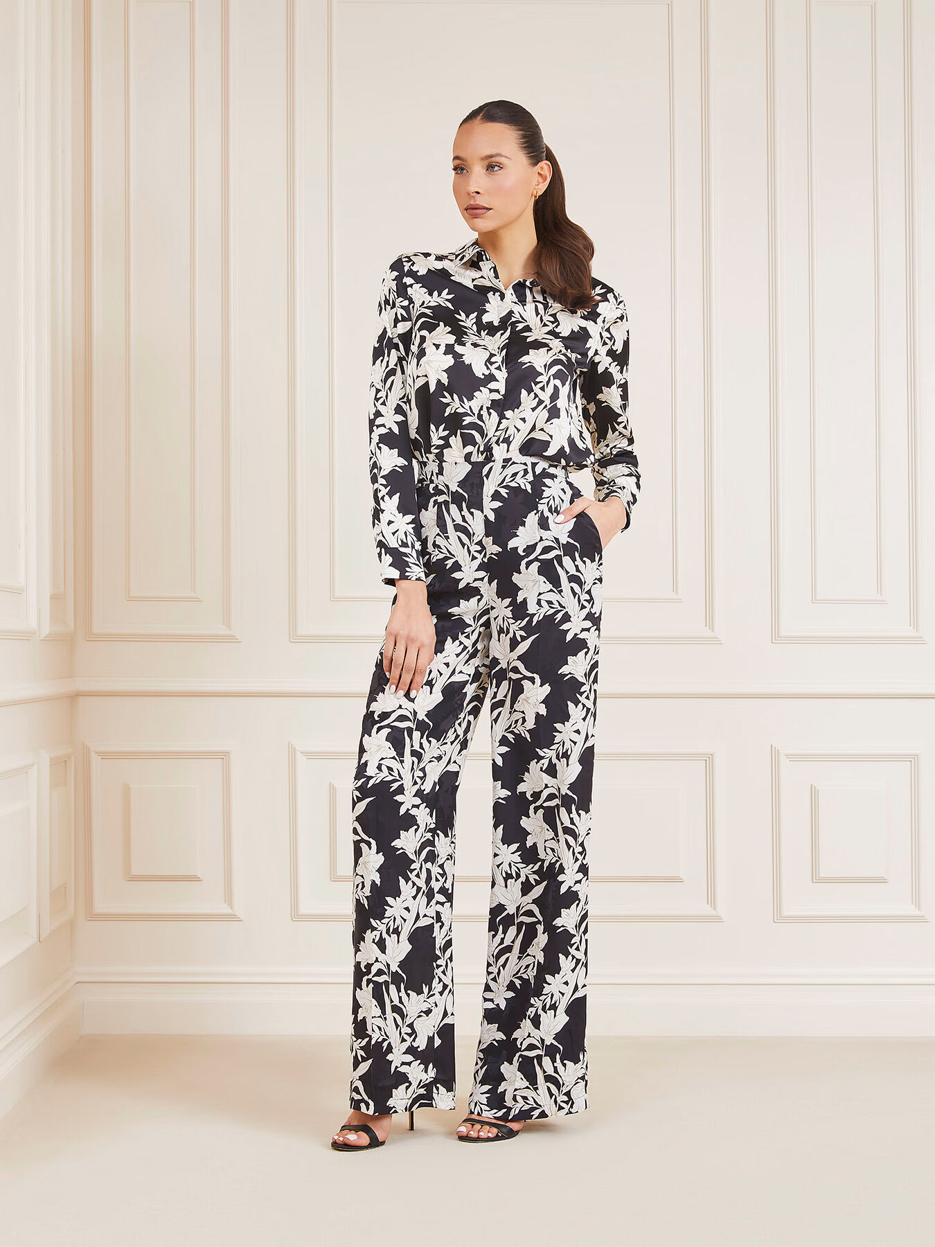 ★2023WT新作★GROVE★JENNER PANTS Bryn Walker Medina Rosa Nera Brocade Flat Front Lantern