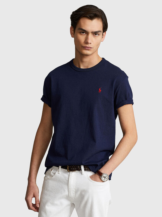 Cotton T-shirt with contrasting logo embroidery - 1