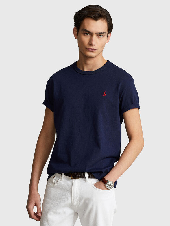 Cotton T-shirt with contrasting logo embroidery - 1