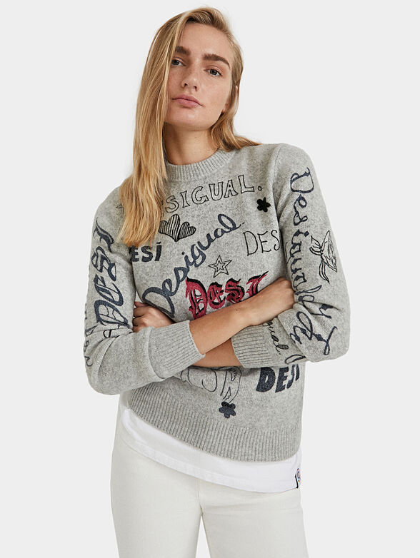 Knit jumper PALOMA with graffiti print - 3