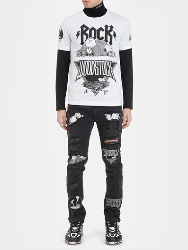 Black t-shirt with Rock Woodstock print - 5