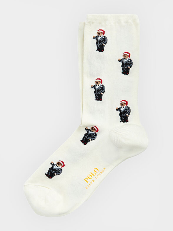 White socks with Polo Bear print - 1