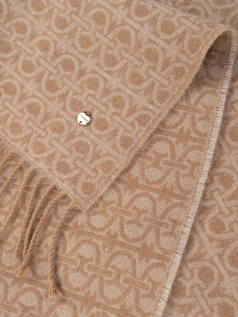 Long wool blend scarf with accent print - 3