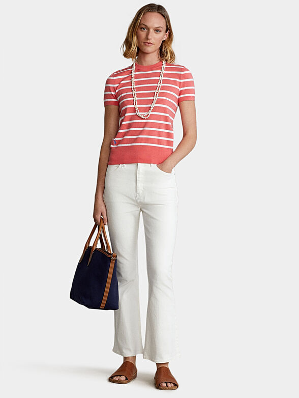 Striped sweater with short sleeves - 2