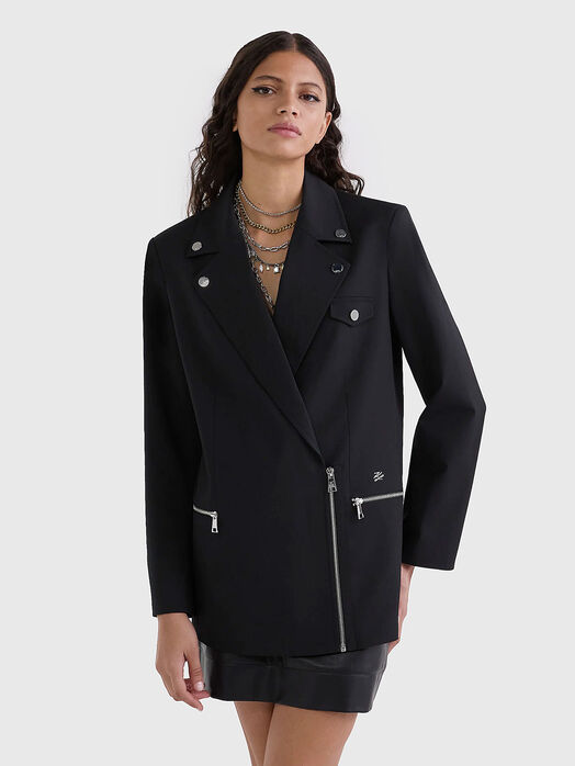 Wool blend jacket with accent zip