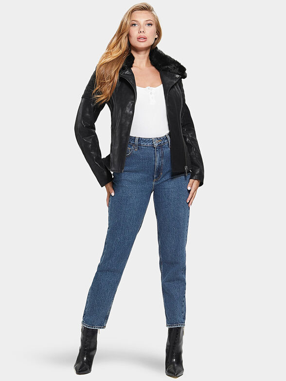 OLIVIA faux black leather biker jacket - 2