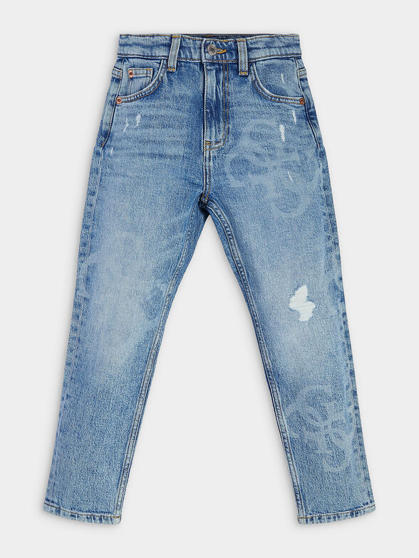 Blue jeans with washed effect and 4G logo details - 1