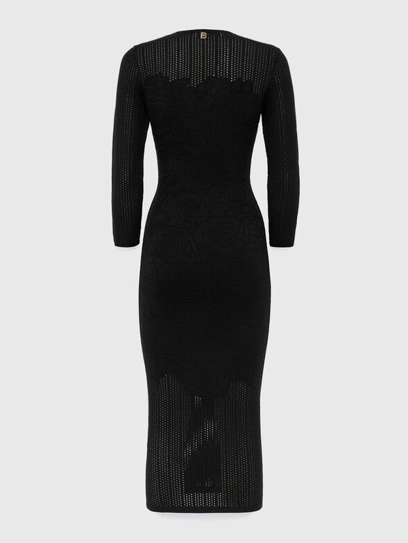 Midi dress with oval neckline and floral motifs - 2