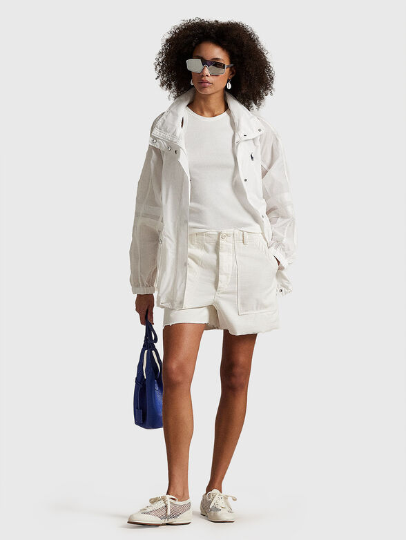 White jacket with high collar and logo embroidery - 2