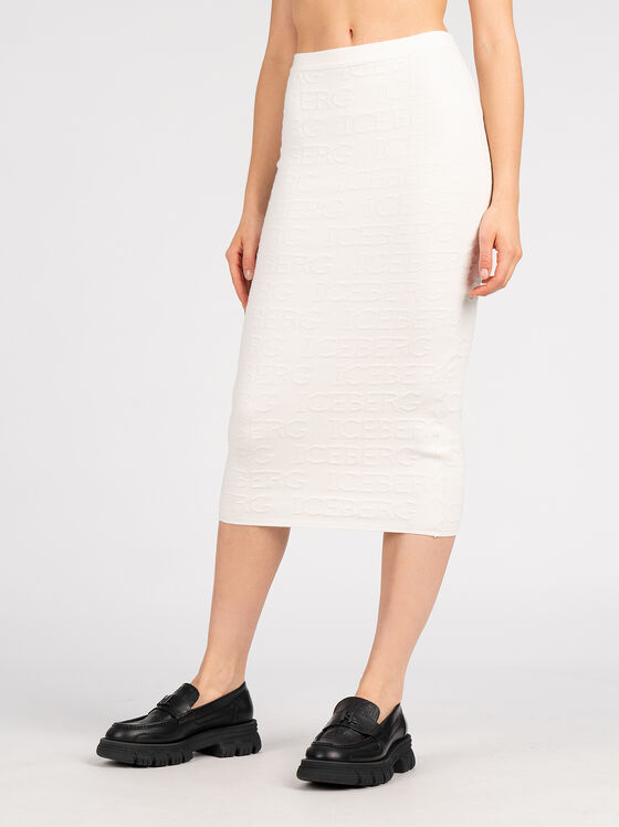 Плетена миди пола с релефна лого текстура - 1