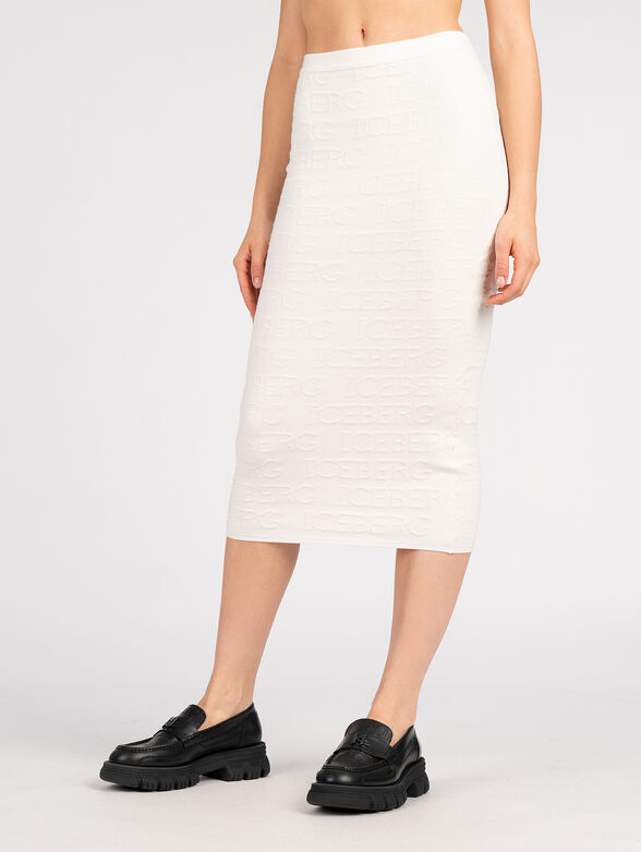Knitted black skirt with embossed logo texture - 1