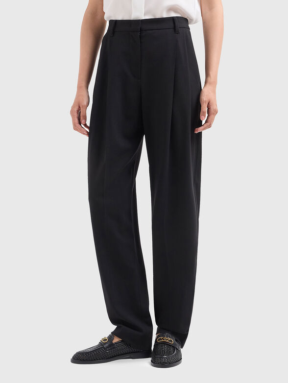 Black wool pleats trousers - 1