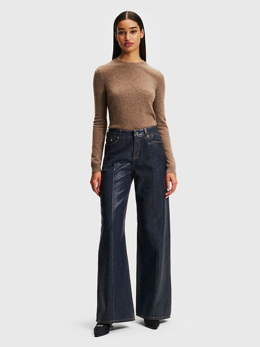 Coated wide leg jeans in dark blue