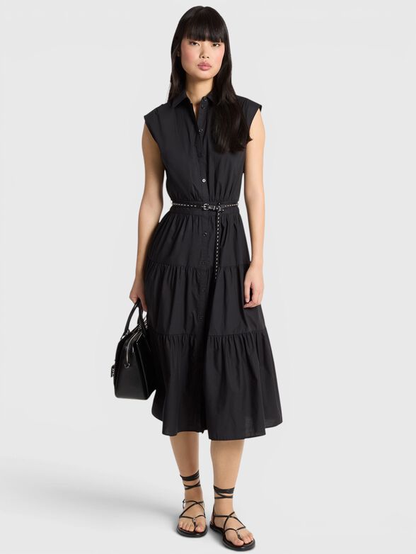 Black cotton midi dress  - 1