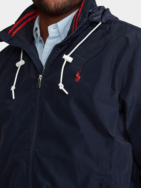 Blue jacket with hood and zip - 3