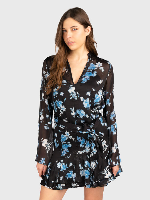 Mini dress with floral motifs