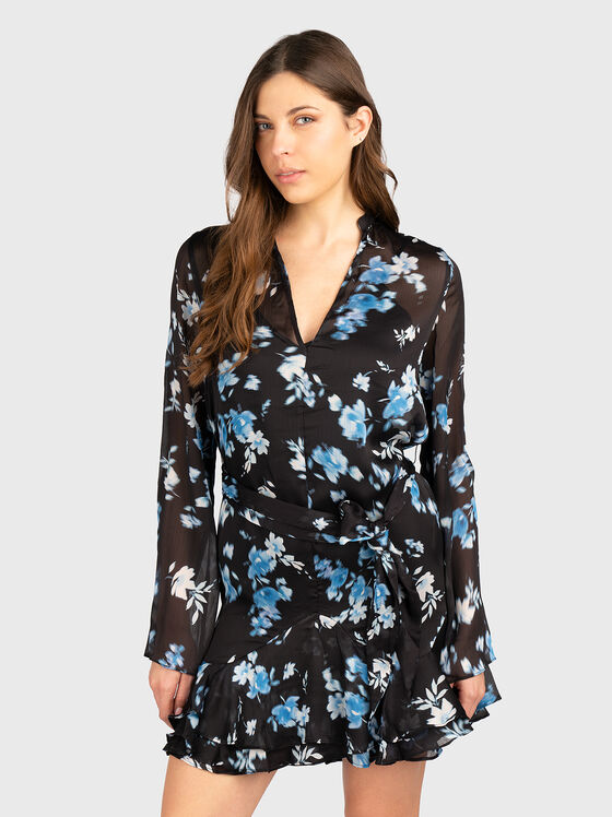 Мини рокля с флорални мотиви - 1