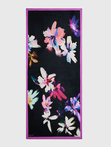 FLORAL GARDEN black long scarf - 3