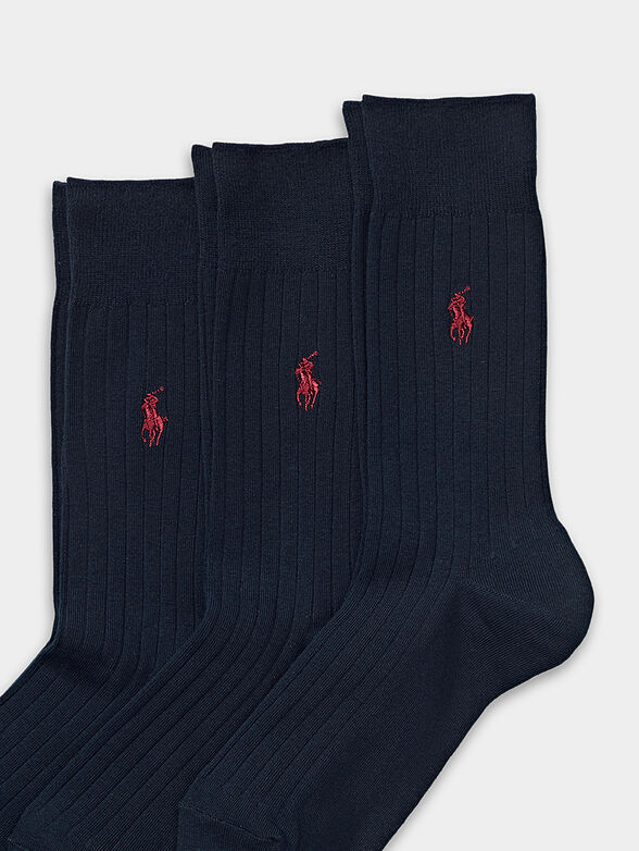 Set of three pairs of dark blue socks - 2