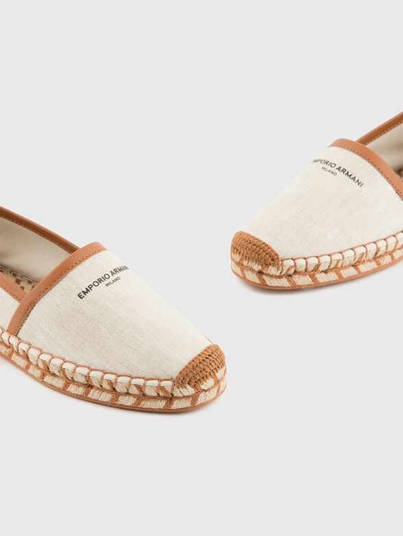 Linen espadrilles with logo inscription - 3