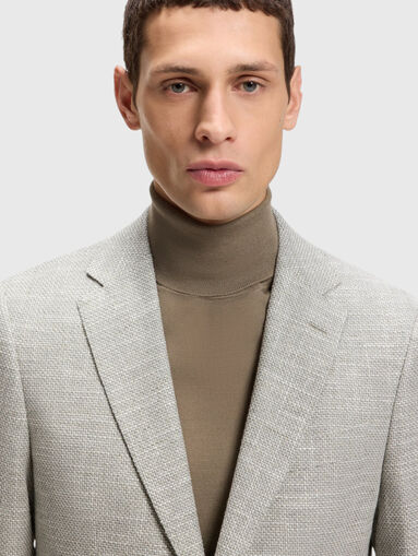 Single breasted cotton and linen jacket - 4