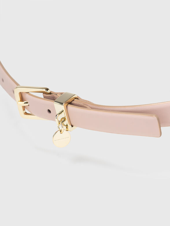 Beige leather belt - 4