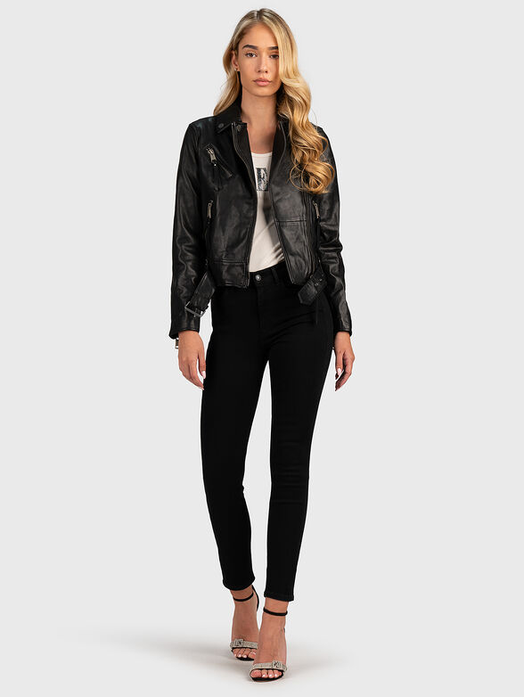 Black skinny jeans with triangular logo - 4