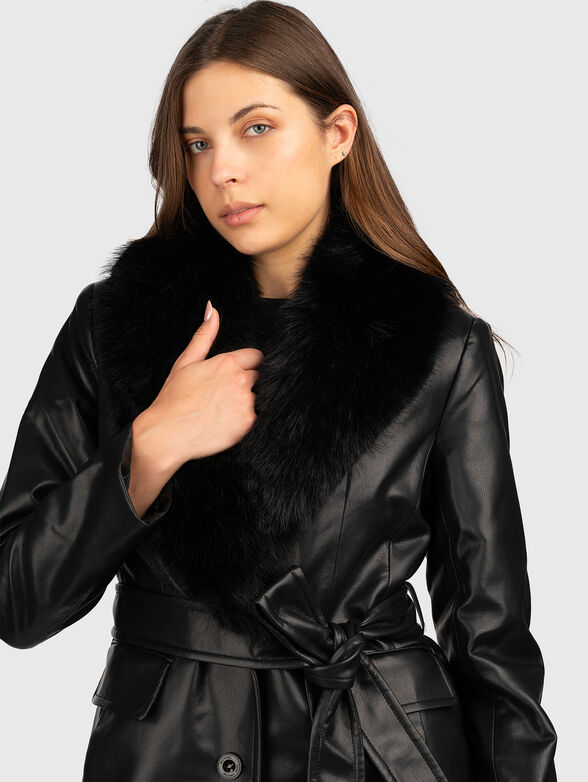 Coat with soft collar and waist belt - 4