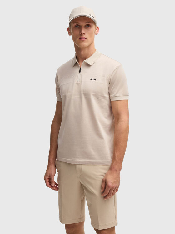 Short sleeved cotton polo shirt with zip - 1