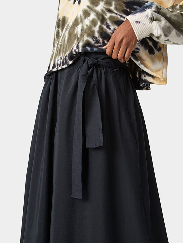 Black midi skirt with belt - 2