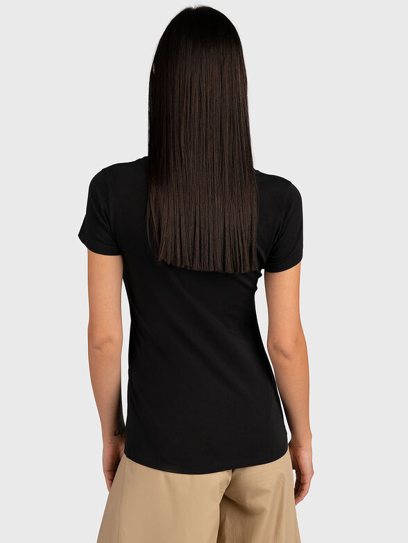 Black T-shirt with print and applied rhinestones - 3