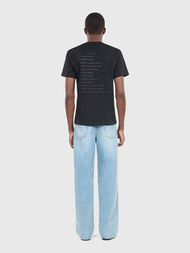 Black cotton T-shirt with print - 3