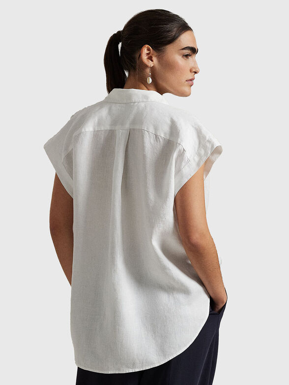 White linen blouse with logo embroidery - 3